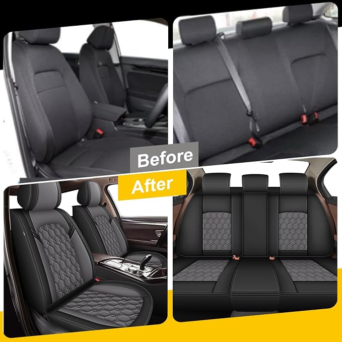 Car Seat Covers for Toyota 4Runner 2003-2026 2027 Full Set Faux Leather | Waterproof Breathable Scratch Resistant 360° Wrap Airbag Compatible Easy Clean (5 Seats,Black & Grey) - Image 5