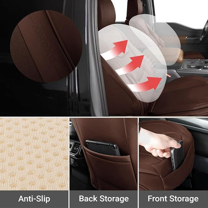 Coverland Custom SUV Car Seat Covers for 2006-2014 Subaru Tribeca | Premium Waterproof Faux Leather Non-Slip Memory Foam Airbag Compatible Custom Fit Interior Protector [Front Seat-Dark Brown] - Image 6