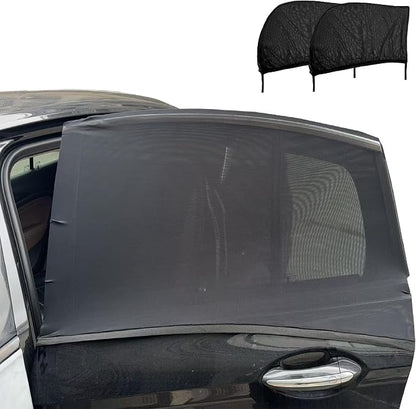 Car Rear Window Screens for Side Windows, 2 Pack Side Window Sun Shades,Stretchy Mosquito Net Cover Fit Cars SUVs - Up to 36.22”x55.1” by OUTTDID