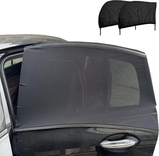 Car Rear Window Screens for Side Windows, 2 Pack Side Window Sun Shades,Stretchy Mosquito Net Cover Fit Cars SUVs - Up to 36.22”x55.1” by OUTTDID