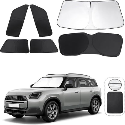Windshield Sun Shade Car Windshield Foldable Full Windows Coverage Custom Fit for 2024-2026 Mini Countryman Cooper F66 SUV Accessories Window Shades Block Sun UV Rays 6PCS - Image 7