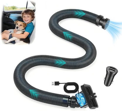 Car Ac Vent Extender for Back Seat, Portable Car Air Conditioner | Ac Hose with Built-In USB Fan | Delivers Cool & Warm Air to Rear Passengers | Flexible Ac Tube | Universal Fit for Most Cars by Forgyronis