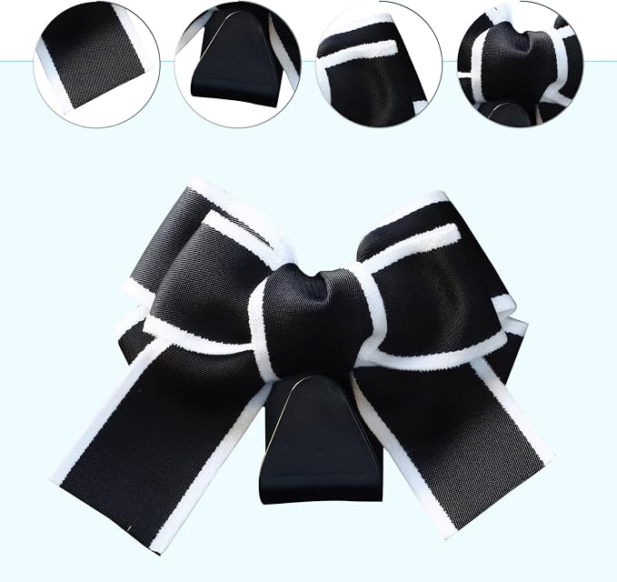 2PCS Car Seat Headrest Hooks, Car Purse Hook for Car, Cute Bow Car Rear Seat Storage Hooks, Interior Decorating Accessories for Purses, Bags, Umbrellas (Black-White) - Image 4