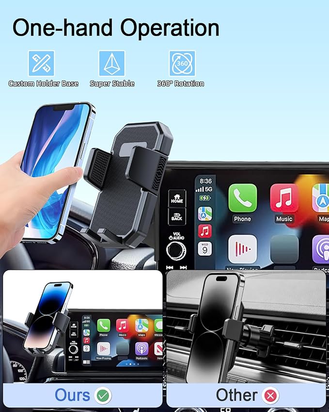 PZK Car Phone Holder for Toyota Prius 2023-2025 2026 Accessories 12.3-Inch | Auto Lock Car Phone Mount Fixed Clip 360° Rotation Hands-Free with Sunglasses Storage Box Universal Fit for 4-7'' Phones Case - Image 9