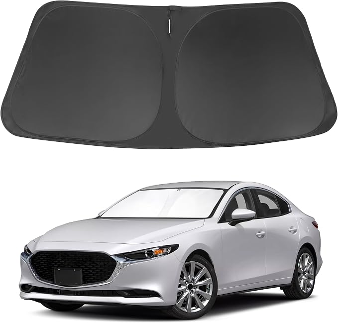 Windshield Sun Shade for 2019-2025 2026 Mazda 3 Accessories | Full covered, Foldable & Durable, Block UV Rays, Reduce Heat, Easy to install, Keep Car Cooler by LHFLIVE
