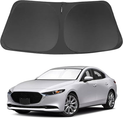 Windshield Sun Shade for 2019-2025 2026 Mazda 3 Accessories | Full covered, Foldable & Durable, Block UV Rays, Reduce Heat, Easy to install, Keep Car Cooler by LHFLIVE