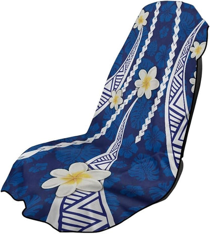SEANATIVE Car Seat Towel Covers with Storage Bag Seat Post Workout Sweat Washable Cover for Car Towel for Dog Pet Workout Outdoor Sport Activities, Polynesian Plumeria Print by SEANATIVE