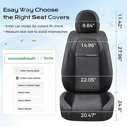 Coverado Leather Front Seat Covers, 2-Pack Universal Waterproof Breathable Leather Woven Leatherette Seat Cushions, Auto Car Seats Protectors, Fit for Most Vehicles-Blackpure - Image 5