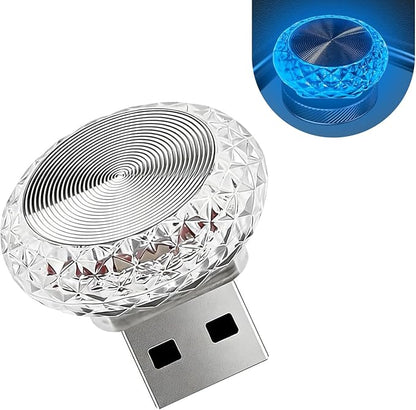 USB LED Car Interior Atmosphere Lamp, Mini Crystal Car LED Night Light, Plug-in Night Ambient Lighting, Universal USB Ambient Light for Cars SUVs Trucks RVs (Blue) by Unknown