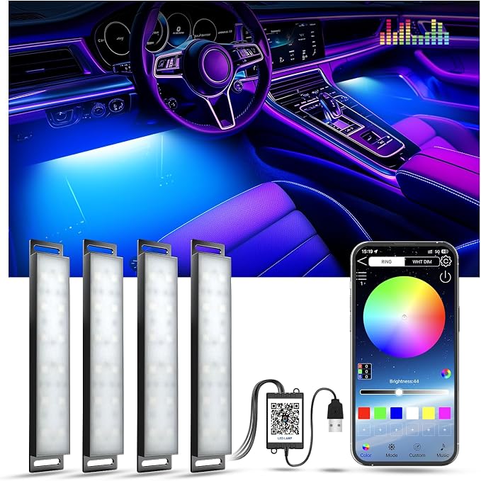YiLaie LED Car Lights Interior Multcolor Lights for Trucks USB DC 5V | LED Lights for Car Accessories Inside with APP Control Music Sync Footwell Lighting by YiLaie