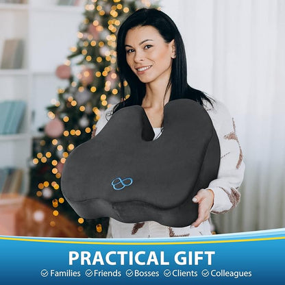 BlissTrends Memory Foam Seat Cushion for Office Chair & Car Seat, Grey | Ergonomic Tailbone & Sciatica Support with Removable Velvet Cover for Pressure Relief and Long Sitting Comfort, 3.3" Thick - Image 2