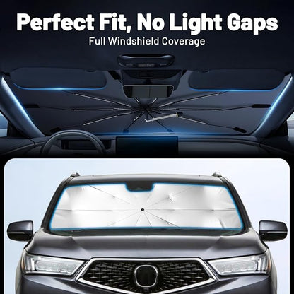 Car Windshield Sun Shade Umbrella for BMW 5 Series 1997-2003, 1:1 Exact Fit | [Reflective Coated Fabric] Car Shades Sun Visor Keep Car Cool and Protects Interior, Sunshade Umbrella for Front Window - Image 3