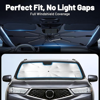 Car Windshield Sun Shade Umbrella for Tesla Model X 2016-2026, 1:1 Fit | [Reflective Coated Fabric] Car Shades Sun Visor Keep Car Cool and Protects Interior, Sunshade Umbrella for Front Window - Image 3