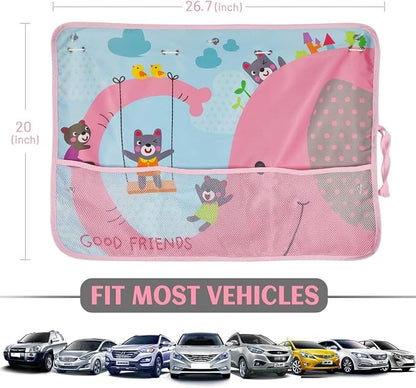 DIZA100 Car Sun Shade for Window Baby, 2 Pack Full Shade Window Shades with Storage Net Pocket, 7 Suction Cups, Cute Elephant for Sun/Heat/UV Rays Protection, Kids - Image 6