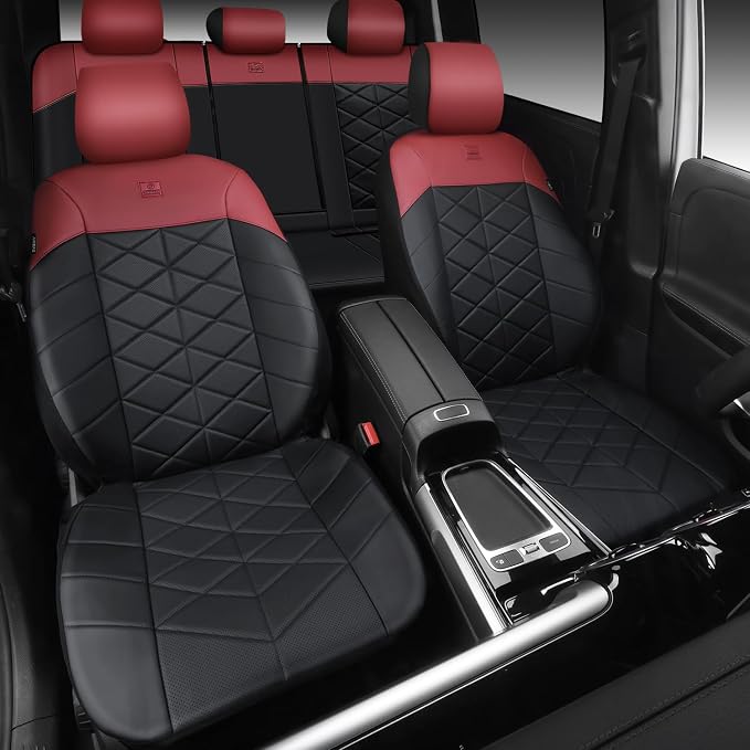 CAR PASS Memory Foam Leather Seat Covers Full Set, Breathable Perforated Nappa Leather Seat Covers Universal Fit for Most Sedans,SUV,Trucks Thick 3D Foam Comfort, Airbag Compatible Black Burgundy Red - Image 8