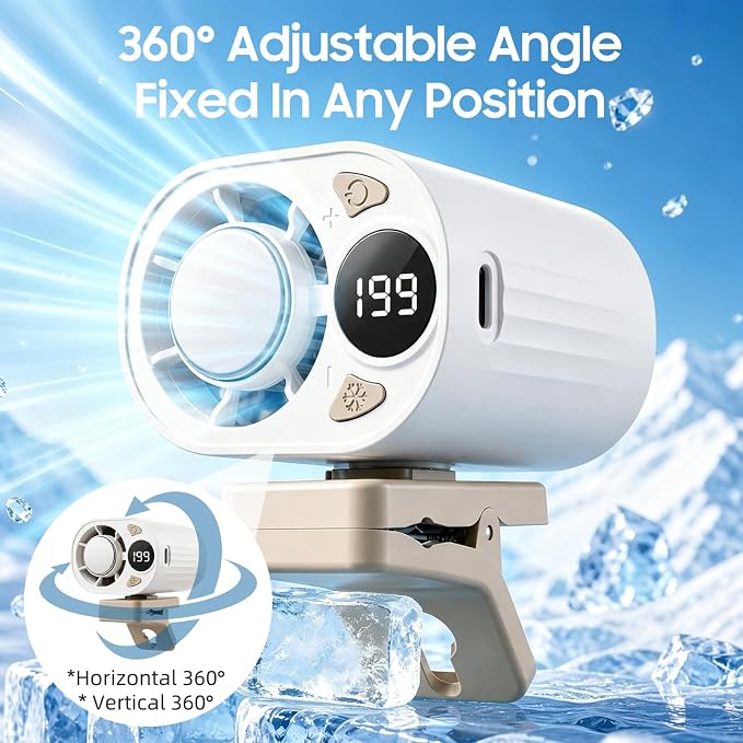 New Upgraded Car Clip on Air Conditioner Fan, Portable Air Conditioners for Cars, Mini Rotatable Fan, USB Rechargeable, 199 Speed Silent Mini Bladeless Fans, Car Clip on Air Conditioner (White) - Image 3