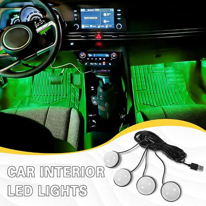 Car Interior LED Lights, Ambient Lighting Car Interior, Automotive Ambient Neon Light Kit with USB Port, Auto Accessories 4 in 1 Automotive Decoration Lighting for RV, Truck, Sedan (Green) - Image 3