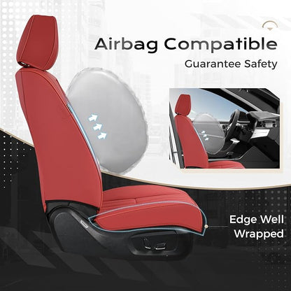 Coverado Car Seat Covers Front Seats, Seat Covers for Cars, Car Seat Protector, 2-Pack Car Seat Cushion Nappa Leather, Waterproof Seat Covers Carseat Cover Universal Fit for Most Cars Trucks(Red) - Image 3