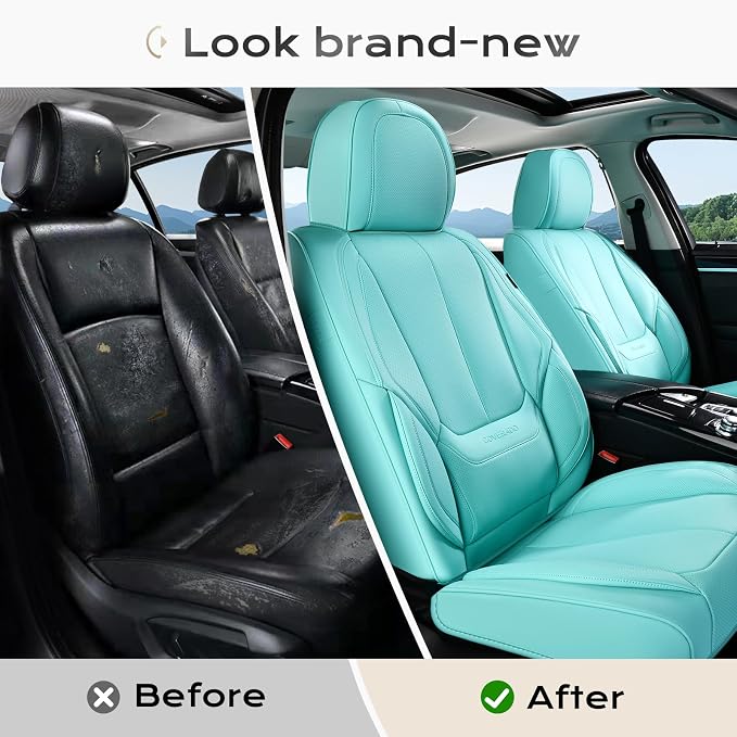 Coverado Car Seat Covers, Seat Covers for Cars, Waterproof Leather Auto Seat Protectors, Leather Car Seat Cushion, Car Interiors Accessories Universal Fit for Most Cars - Image 9