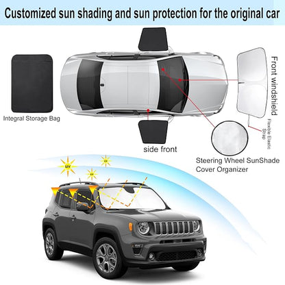 3PCS Car Window Shades Front Windshield Sun Shade Foldable Window Shade Custom Fit for 2016-2019 Jeep Renegade Accessories Car Shades for Front Windows Anti-UV Rays Block Heat - Image 3