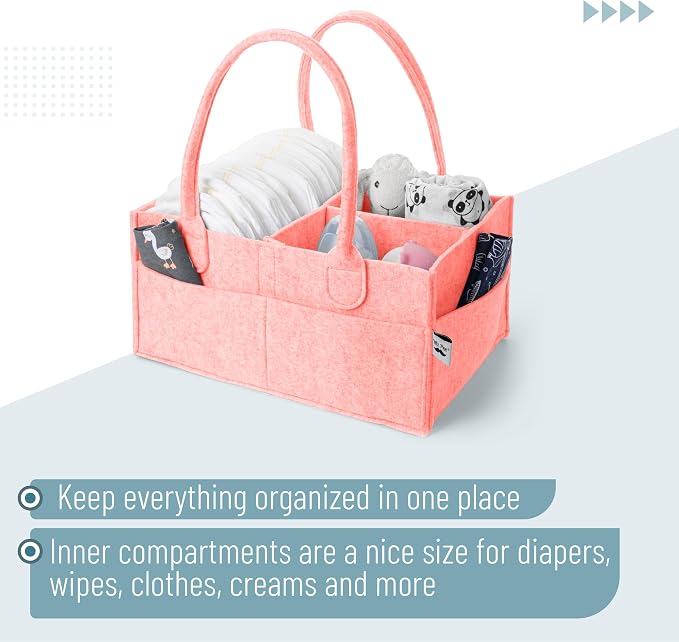 Mr. Pen- Baby Diaper Caddy Organizer, 2 Pack, Pink | Nursery Storage Bin and Car Organizer for Diapers and Baby Wipes - Image 5