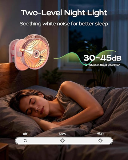 SWEETFULL Portable Misting Clip On Fan, USB-C Rechargeable Mini Personal Cooling Fan with 4 Speeds, 360° Rotatable, Quiet Cooling for Outdoor, Camping, Golf Cart, Travel, Stroller & Desk (Pink) - Image 5
