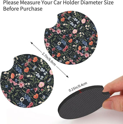 Wildflower Car Steering Wheel Cover 15 in, 2 Cute Floral Car Coasters | Multicolor Anti-Slip Breathable softness elasticity Universal Suitable for Men Women - Image 7
