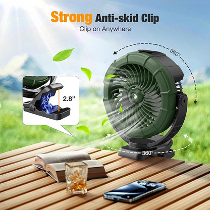 Ausic Portable Misting Golf Cart Fan, Clip on Fans, Max 45H Runtime, 100ml Camping Stroller Fan with Ligth, 360° Rotate Cooling Spray, Outdoor Rechargeable Battery Fans for Travel/Home/Beach - Image 5