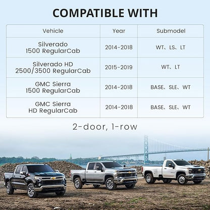 Silverado Seat Covers for 2014-2018 Silverado/Sierra 1500/HD 2500/3500 RegularCab(2-Door),3 Seats,Fully Covered,Waterproof Truck Leather Seat Protector(Full Set,Black/Red) - Image 5