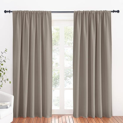 RYB HOME Large Blackout Curtains for Bedroom Living Room 84 inches Long | Thermal Insulated, Privacy, Drapes for Large Window, Triple-weave Fabric, For Better Sleep, W70 x L84, Sand, 2 Panels by RYBHOME