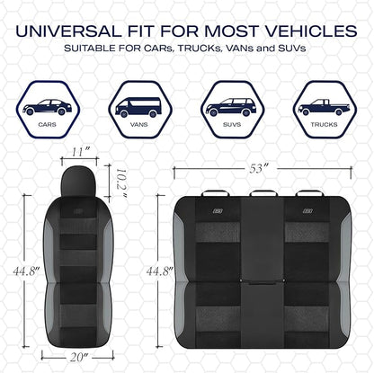 Skechers Aircooled & Memory Foam Seat Covers,Premium Leather with EVA Mesh Car Seat Covers,Seat Cover Full Sets,Airbag Compatible Automotive Comfort for Most Cars, Vans, Trucks, SUV,Grey - Image 5