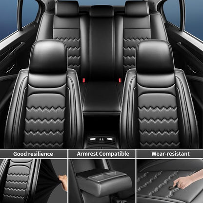 Seltos Car Seat Covers Custom Fit for Kia Seltos 2021-2025 2026, Full Coverage Leather Waterproof Breathable Seat Covers, Automotive Seat Protectors, Airbag Compatible(2 Front Seats, Black) - Image 3