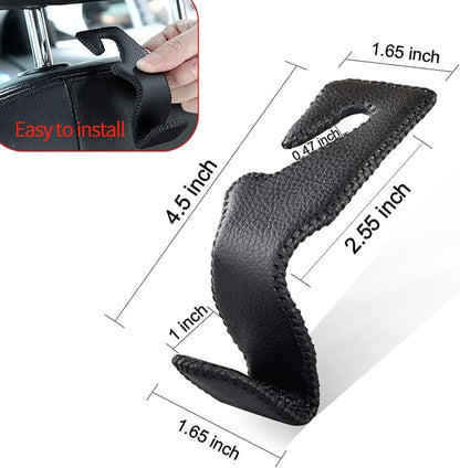 2 Pack Car Headrest Hooks, Microfiber Leather & Alloy Purse Hook Holds 45lb | Durable Alloy Material 360° rotating hooks hold bags, groceries up to 45lb; soft leather protects seats; fits most vehicles - Image 3