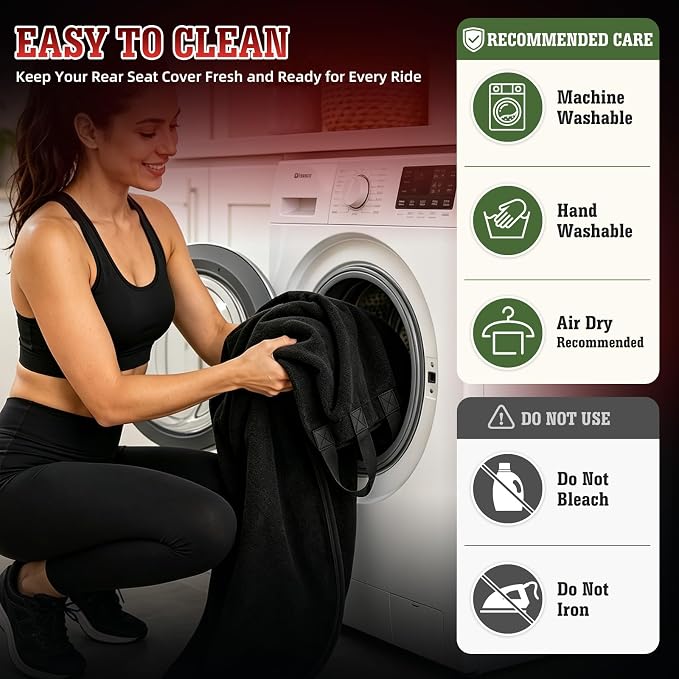 Car Seat Cover Towel, Waterproof Sweat Absorbent Back Seat Protector for Sedans SUVs & Minivans, Non-Slip Machine Washable Rear Bench Cover for Post-Gym, Beach, Pets & Kids (Black) - Image 7