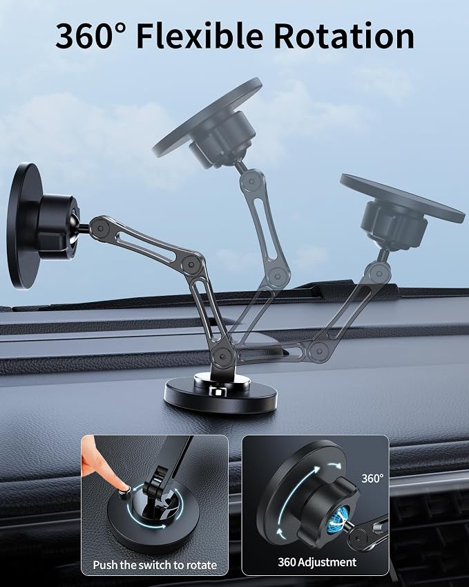 ZBF Magnetic Car Phone Holder Mount (360° Rotation) Cell Phone Car Holder, Phone Mount for Car Windshield Dashboard Hand Free Mount for iPhone 17 16 15 14 13 Pro Max All Smartphones - Image 3