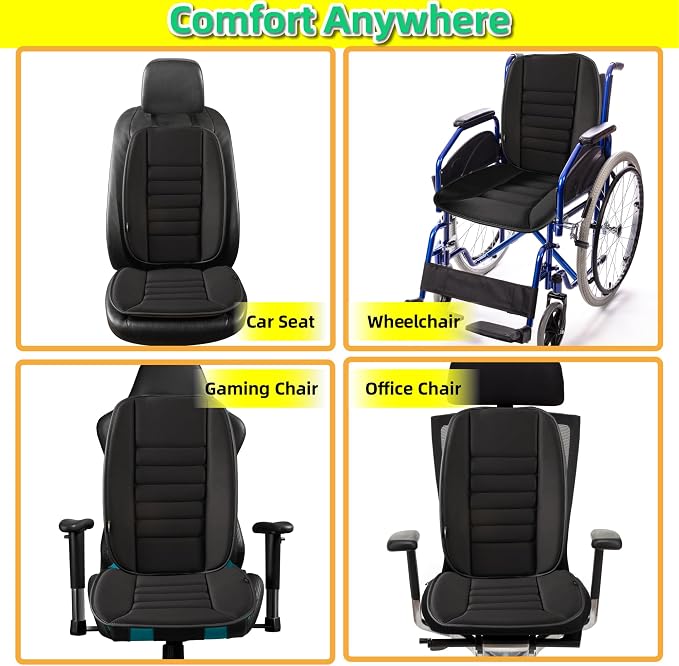 kingphenix Car Seat Cushion with Back Support Pillow, Memory Foam, Black | Memory Foam Car Cushion for Long Driving, Truck, Office Chair, Tailbone and Lower Back Support - Image 5
