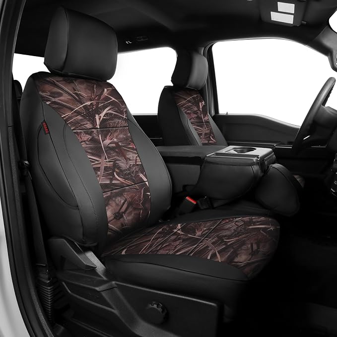 EKR F150 Seat Covers Custom Fit for (4 Door,SuperCrew) Ford F-150 Raptor/Tremor 2021 2022 2023 2024 2025 2026,Leather Truck Seat Cover Full Set -Faux Leather(Black/Reed Camo) by EKR