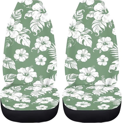White Hibiscus Flower Seat Covers for Front Seats, Car Accessories for Women Men Washable and Breathable Car Seat Protectors Covers for Truck SUV Sedan - Image 3