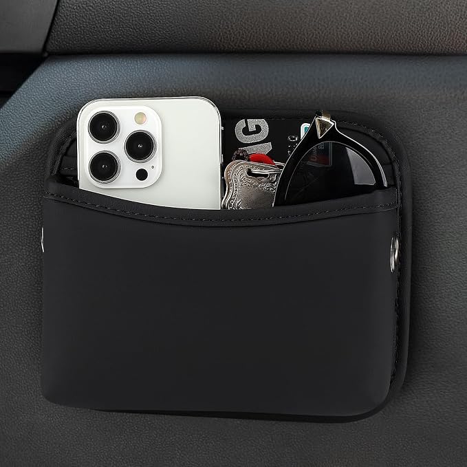 Accmor Car Seat Side Pocket Organizer, PU Leather Pouch Bag for Car Seat, Door, Window, Console, Registration Wallet Cards Trash Phone Sunglasses Holder Pocket for Auto - Image 3
