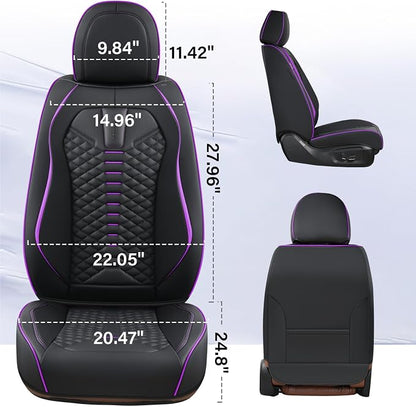 Coverado Car Seat Covers Front Seats, Nappa Leather Black&Purple Car Seat Cover, Automotive Seat Covers, Waterproof Driver Seat Protector, 2 Pack Front Seat Cover Car Seat Cushion Fit for Most Cars - Image 5