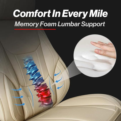 Coverland Premium Car Seat Covers Full Set Waterproof Interior Protector | Airbag Compatible Non-Slip Seat Cover for X1, Pacifica, Passport, Patriot, Captur [Full set Beige - Size Chart X73] - Image 3