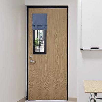 RYB HOME Classroom Door Window Cover Lockdown Shades Blackout, No Drill | Privacy Sidelight Glass Door School Office Blinds, Room Darkening Blocks Views, Portable Curtains, W12 x L30, Stone Blue by RYBHOME