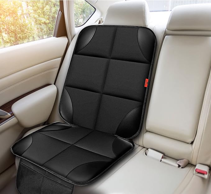 XHYANG Car Seat Protector 1 Pack Car Seat Cushion Mat Thickest Padding,Waterproof 600D Fabric Car Seat Covers for Non-Slip Backing Mesh Pockets for Baby and Pet (Black, 1 Pc) - Image 6