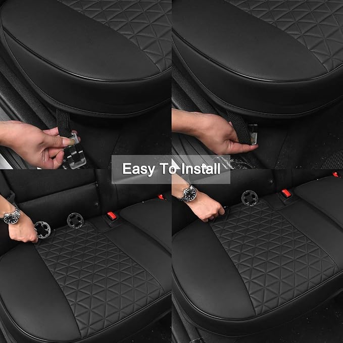Black Panther Luxury PU Leather Rear Car Seat Cover Adjustable Length (49-55'') Back Seat Protector Fits 90% Vehicles (Sedan SUV Truck), for Seat Bottom Only,Triangle Quilting Design,Burgundy - Image 6