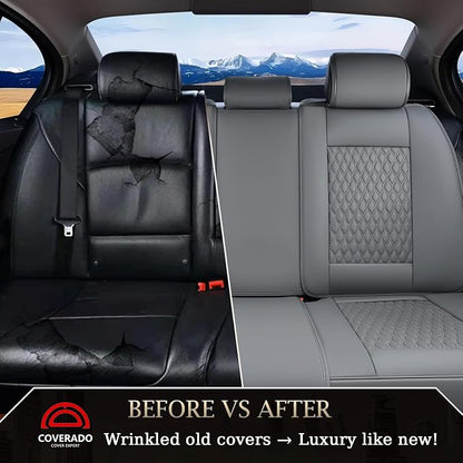 Coverado Rear Seat Covers, Leather Back Seat Cover for Car, Universal Waterproof Automotive Seat Cushion Protector for Most Cars Trucks SUV (Coffee) - Image 3