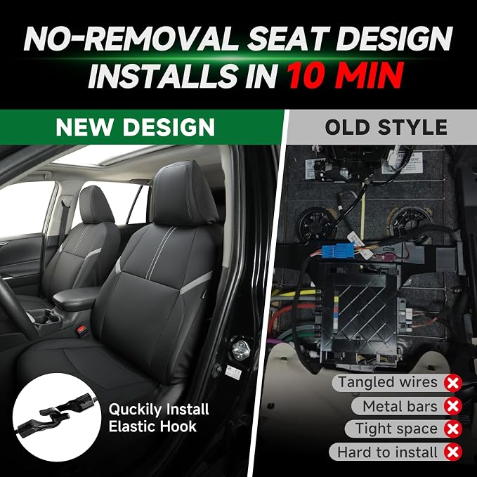GIANT PANDA Rav4 Seat Covers Custom Fit for Toyota Rav4,Installation-Friendly,Faux Leather,2013-2018 2017 2016 2015 2014,Full Set - Image 3