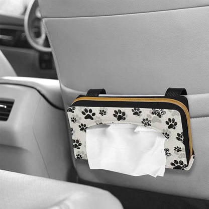 Biyejit 2 Pack Car Tissue Holder, Dog Paw Print Car Visor Tissue Holder for Car PU Leather Tissue Box Holder for Car Sun Visor & Seat Back - Image 4