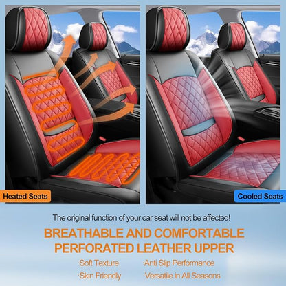 for Subaru Outback 2007-2026 Car Seat Covers, Front Pair, Red | Luxury Full Coverage Leather Seat Protectors, Waterproof Breathable, Non-Slip, Easy to Install, Airbag Compatible, All-Season - Image 7