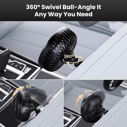 5'' USB Car Vent Fan, 3-Speed with Memory Function, 8.2ft Cord | Clip-On Air Circulation & Cooling Fan, for Vehicle, SUV, Van, RV,Truck - Image 5