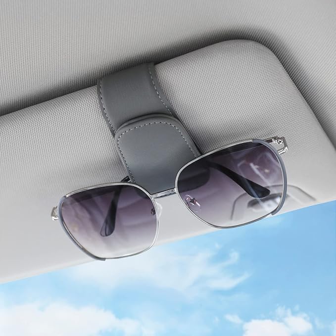 Sunglass Holder for Car Sun Visor Sunglasses Clip Car accessories -Gray | sun visor organizer, ticket card clip, eyeglass sunglasses holder, one-handed magnetic, anti-scratch, car stuff for women men - Image 8